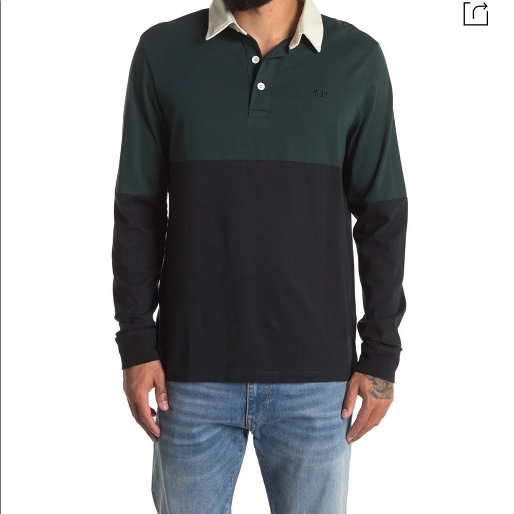 NWT True Religion color block rugby shirt